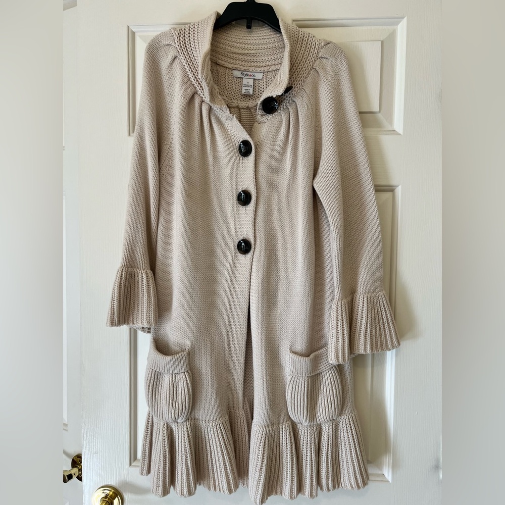 Style & Co. Cream Button-Up Women's Cardigan size small